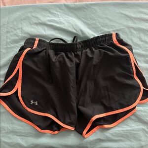 Under Armour Women's Athletic Shorts - Black with Orange Trim